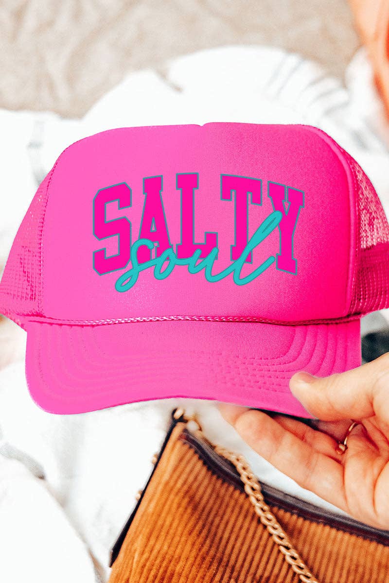 Salty Soul Color Block Otto Neon Pink Foam Front Trucker Hat