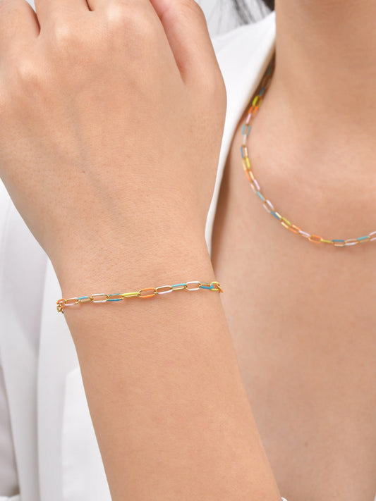 Multicolour Paper Clip Chain Bracelet (restocked)