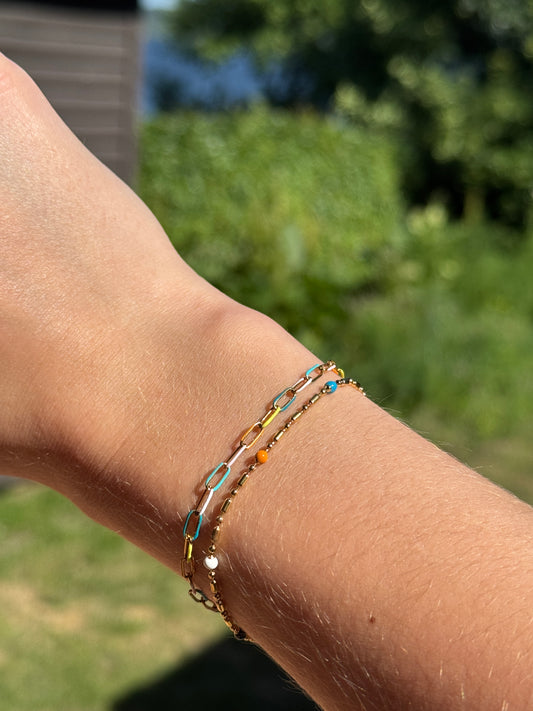 Multicolour Paper Clip Chain Bracelet (restocked)