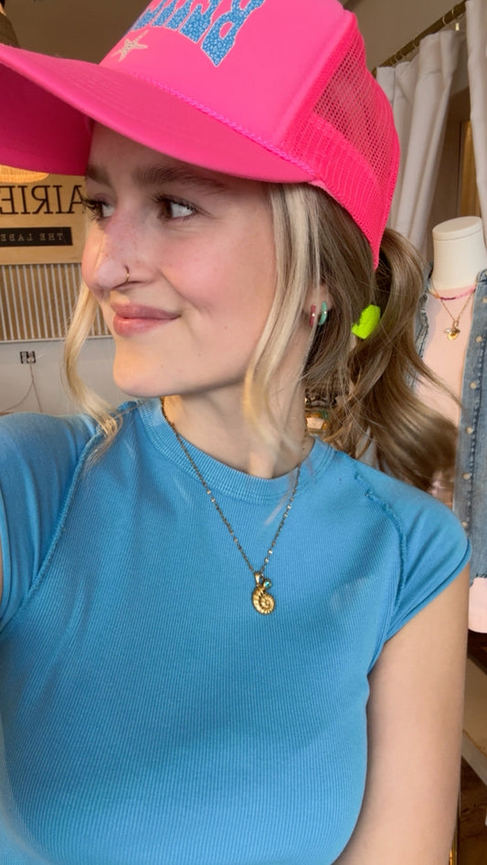 Coastal Beachy Leopard Otto Neon Pink Foam Front Trucker Hat