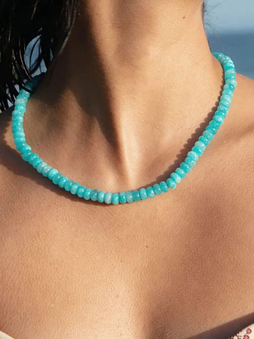 Aquamarine Beaded Necklace (restocked)