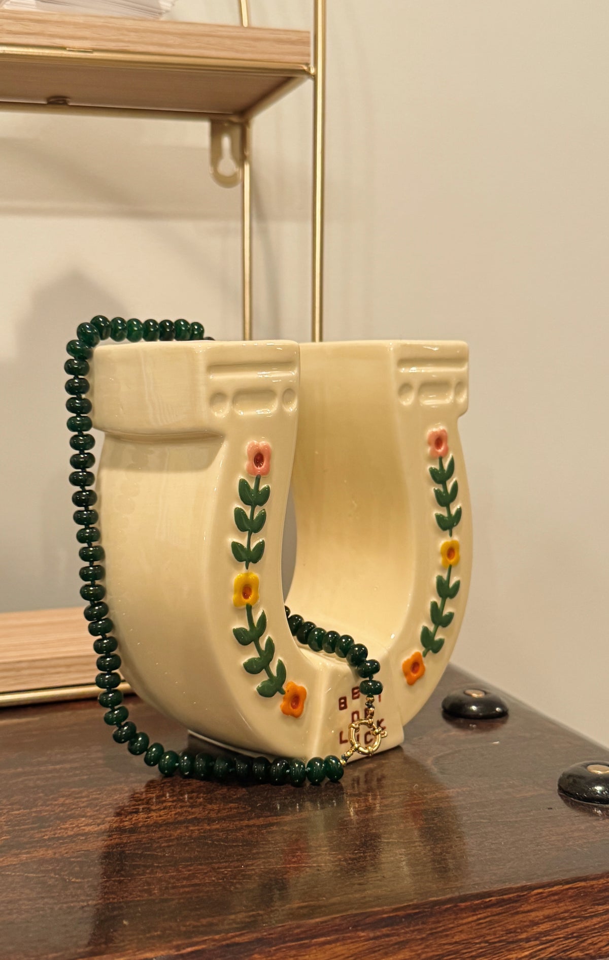 Dark Olive Beaded Necklace