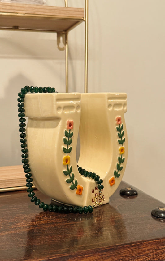 Dark Olive Beaded Necklace