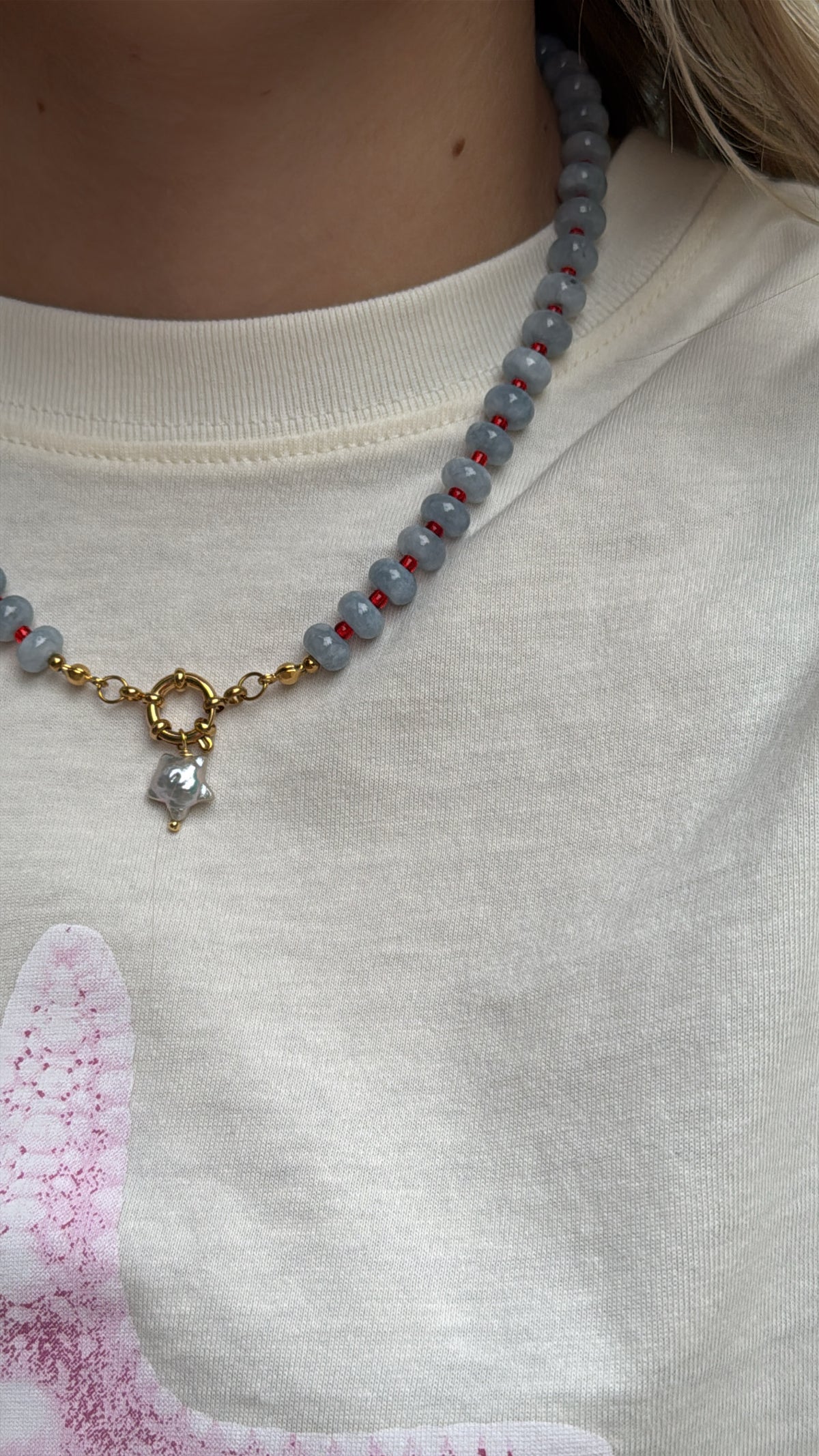 Denim Beaded Necklace