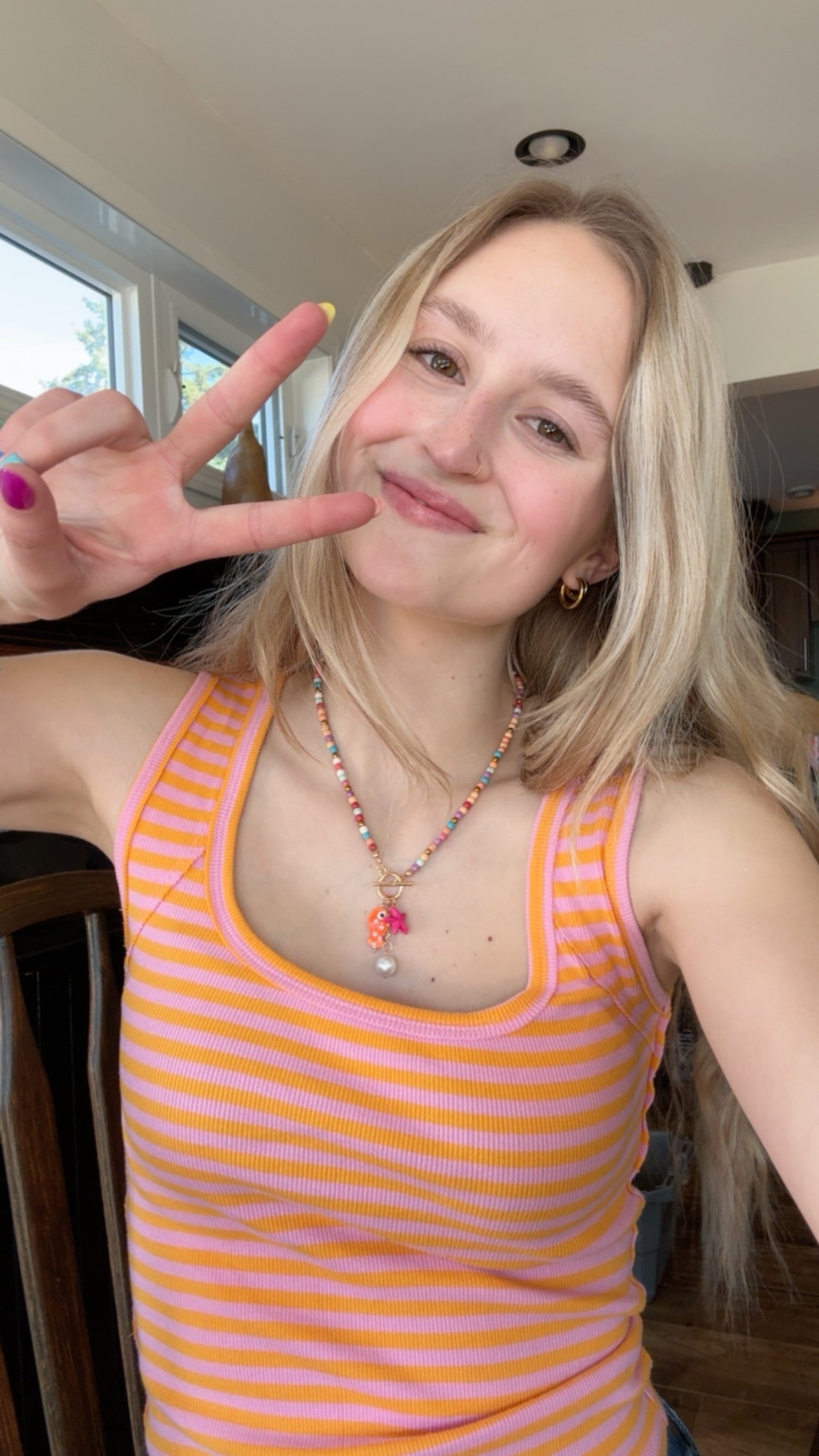 Beaded Multi Colour Charm Necklace