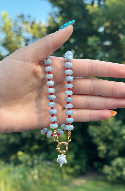 Denim Beaded Necklace